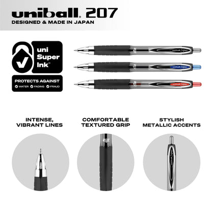 Uniball Signo 207 Gel Pen 12 Pack, 0.5mm Micro Black Pens, Gel Ink Pens | Office Supplies Sold by Uniball are Pens, Ballpoint Pen, Colored Pens, Gel Pens, Fine Point, Smooth Writing Pens