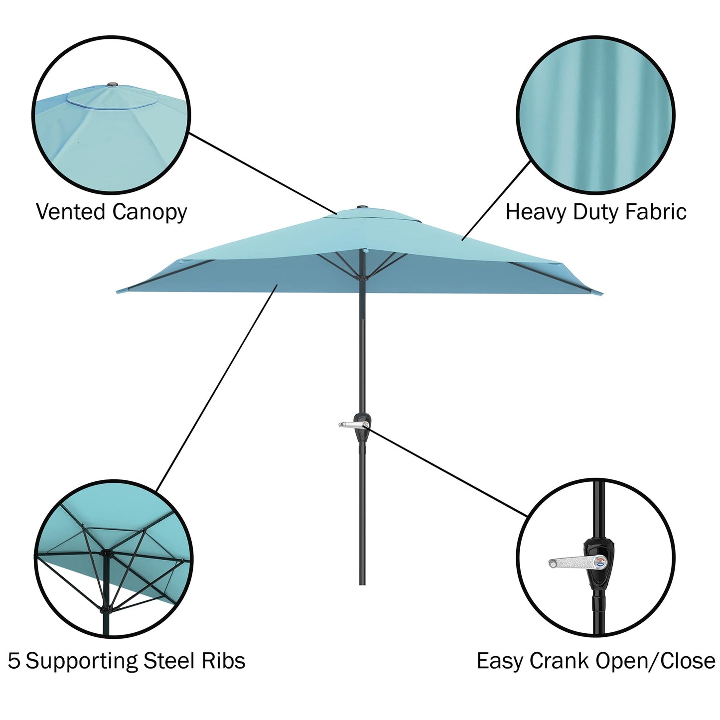 Pure Garden 9' Half Round Patio Umbrella