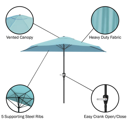 Pure Garden 9' Half Round Patio Umbrella