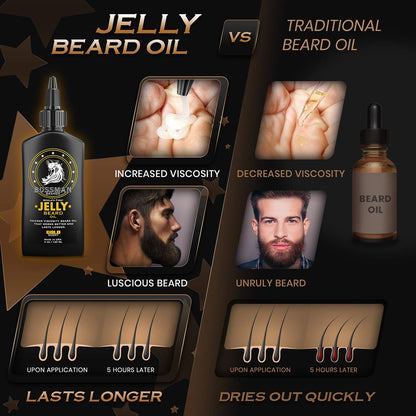 Bossman Beard Oil Jelly and Relaxing Beard Balm Combo- Royal Oud Scent