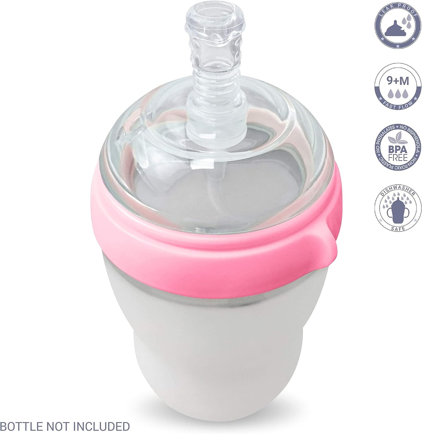 Anpei Straw Sippy Cup Transitional Nipple Kit Bundle Compatible with Comotomo Baby Bottles, 5 oz and 8 oz | Value Bundle 2 Kits + Brushes (Pink)