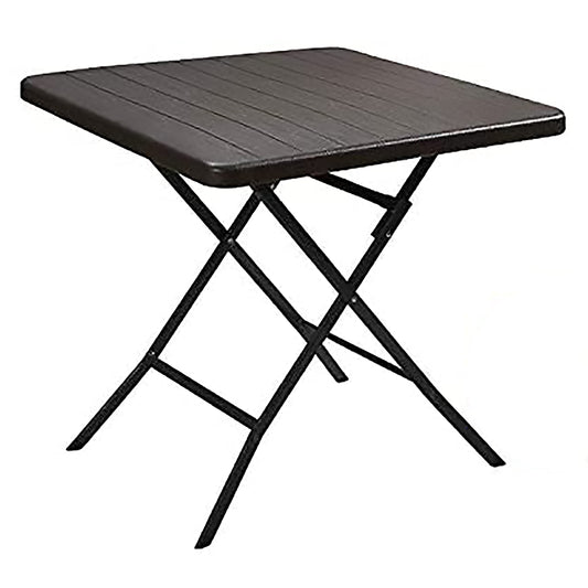 LANNY Portable Plastic Folding Table Wood Design 62x62cm for 2-4 person Party/Picnic/Garden/Dining/Kitchen/Buffee/Restaurant (brown3)