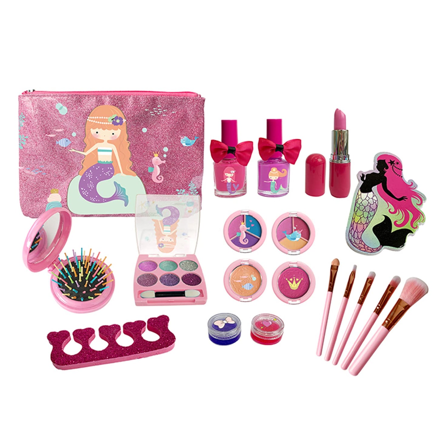 Eacam Girls Makeup Kits for Kids Children's Makeup Sets Girls Princess Make Up Bag Nontoxic Cosmetics Kit Makeup Beauty Christmas Gift Birthday Gift