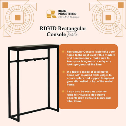 RIGID Home Slim Console Steel, Side Table, Side Table, for Living Room Or Corridor Hallway, Black