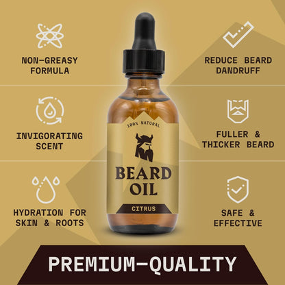 Vanilla Beard Oil (Large 2 oz.) - 100% Natural Beard Conditioner with Organic Tea Tree, Argan, and Jojoba Oil with Vanilla Scent - Softens, Smooths, and Strengthens Beard Growth by Striking Viking