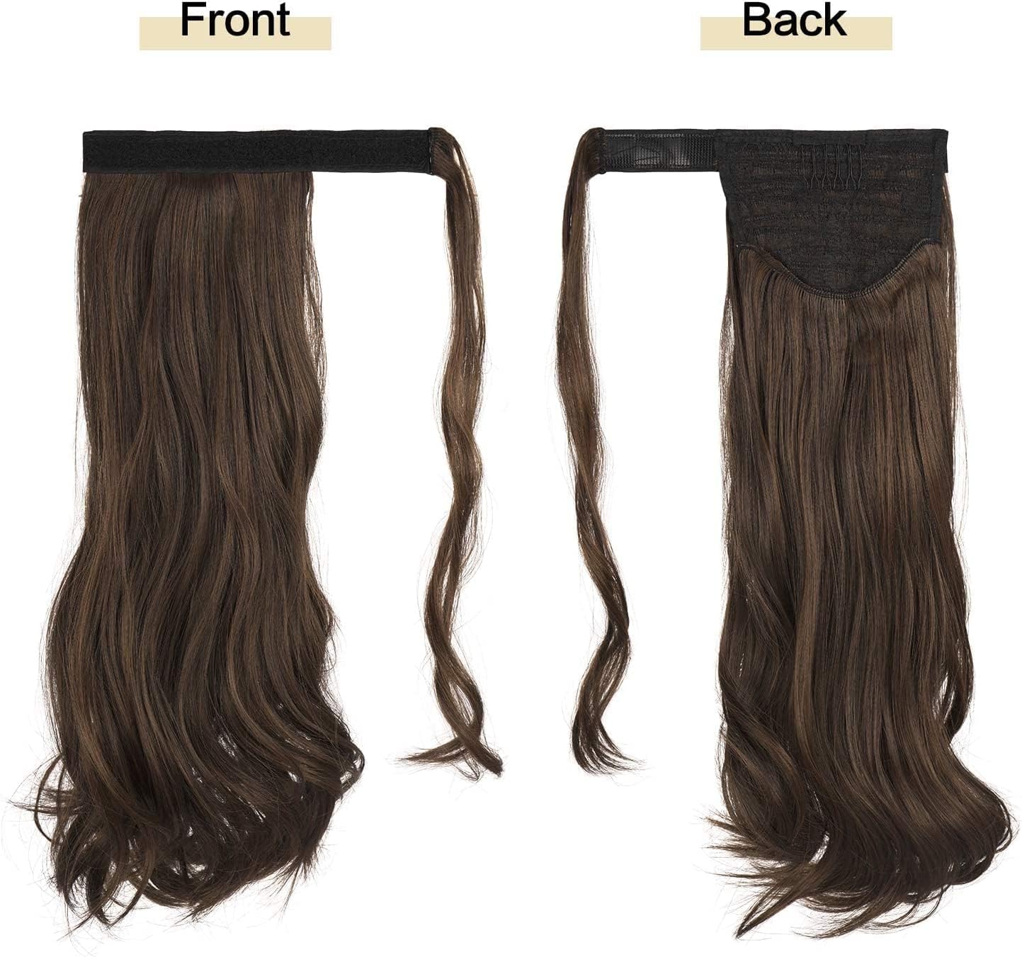 Long Straight Ponytail Extension Wrap Around Off Black Synthetic Hair Extensions One Piece Hairpiece Pony Tail Extension for Women (STRAIGHT, 1B)