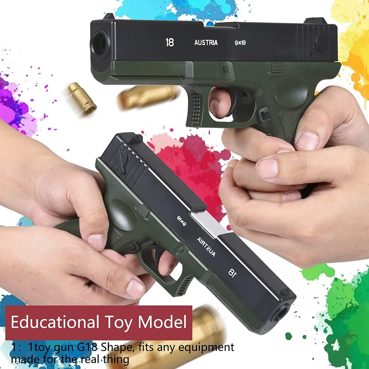 Xizheng Glock Guns Cool Toys Fake Gun Toy Guns for Boys Toy Guns That Look Real Pistol Ejecting Magazine Toy Pistol Cap Training Play Unique Gift Intended for Fun Not Distance or Accuracy