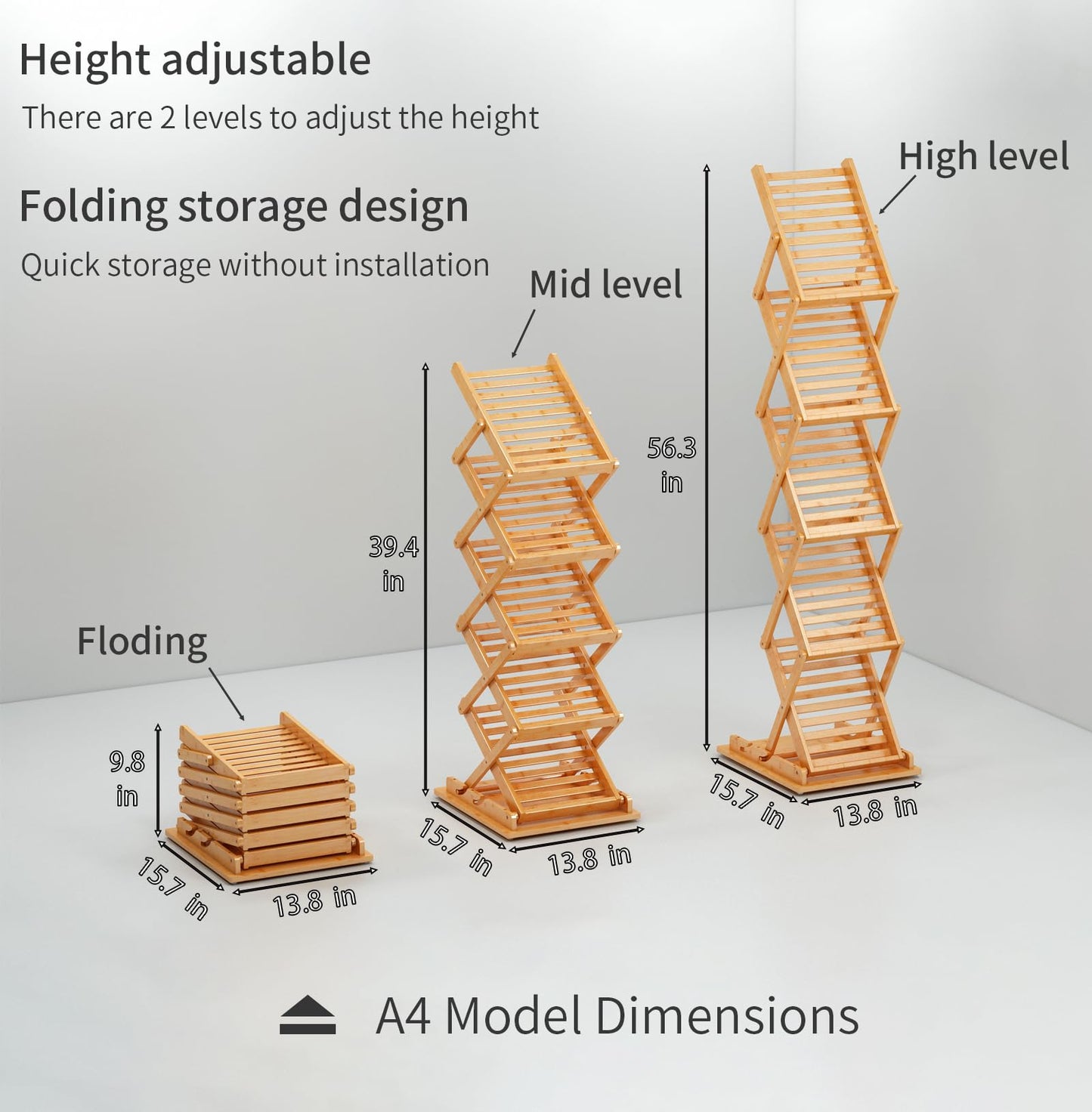 Magazine Rack Floor Bamboo Yiming , Magazine Stand Newspaper Display Stands - Standing Magazine Rack for Exhibition Trade Show