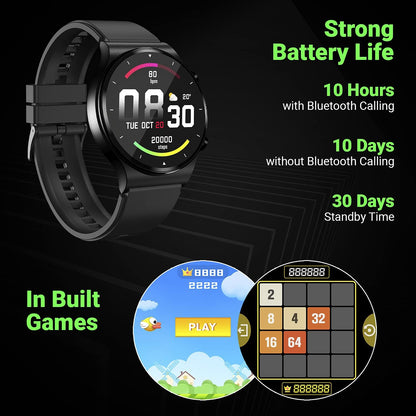 Fire-Boltt 360 Pro Bluetooth Calling 360*360 Pro Display Smart Watch With Rolling Ui & Dual Button Technology, Spo2, Heart Rate & Temperature Monitoring With Local Music And Tws Pairing - Black