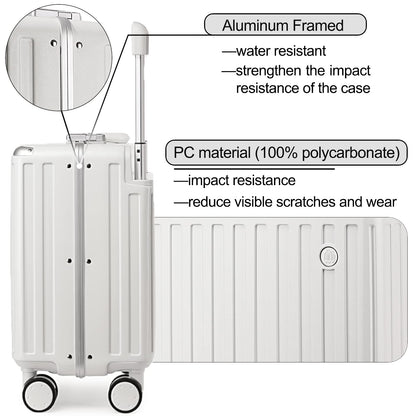 Somago Carry-On Luggage 18-Inch Hardside Spinner Lightweight Suitcase with TSA Lock, White, carry-on 18-inch, Hardside Luggage With Spinner Wheels