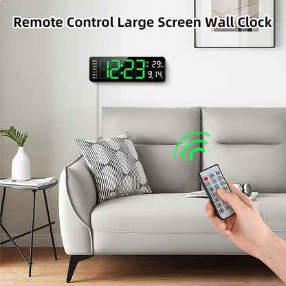 SKY-TOUCH Digital Wall Clock Large Display 16.2" Alarm Clock with Remote Control, LED Digital Clock Large Clock Automatic Brightness Dimmer Big Clock with Date, Week, Temperature