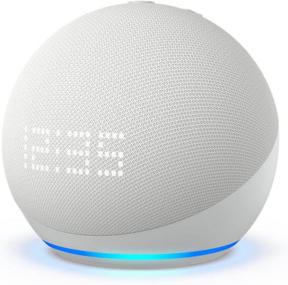 Echo Dot (5th Gen) | smart bluetooth speaker with clock and Alexa | Use your voice to control smart home devices, play music or the Quran, and more (speaks English & Khaleeji) | Cloud Blue