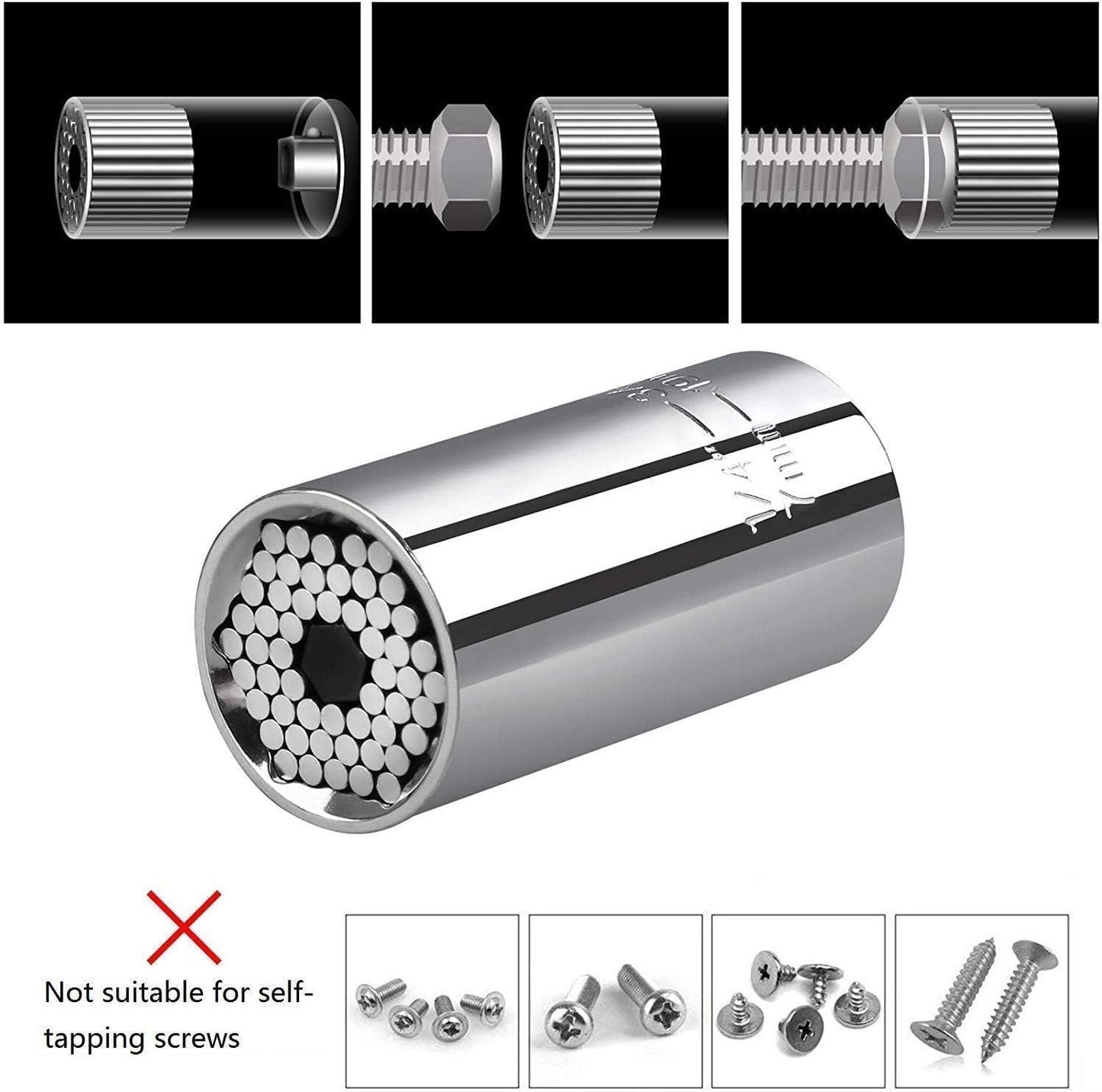 Universal Socket Grip Adapter, 1/4 to 3/4 IN Ratchet Wrench Power Drill Adapter & 105 Degree Right Angle Driver Extension Power Screwdriver Drill Tools Gifts for Men Husband Dad Father DIY Handyman