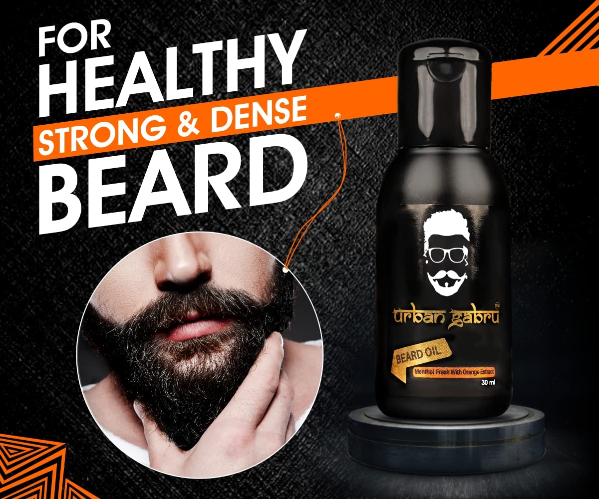 UrbanGabru Beard Oil for Beard Growth | 100 % Natural (30 ml) | Paraben & Sulphate Free | for Thicker, Longer Beard | Nourishes & Conditions Beard