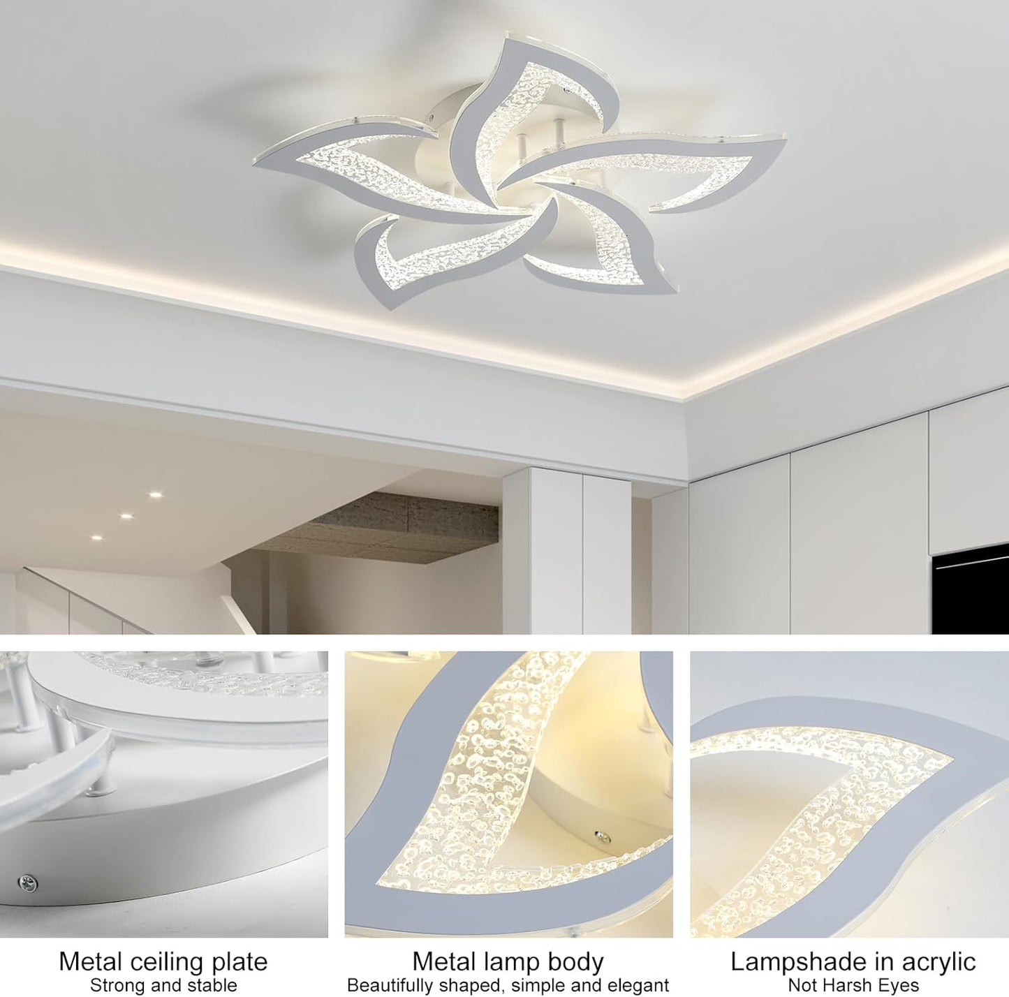 Garwarm LED Ceiling Light, High Brightness Long Ceiling Lamps,6000K Cool White Modern Ultra Thin Low Profile Light Fixture for Office Living Room Bedroom Kitchen Study Room Hallway, White/20W/ 40cm