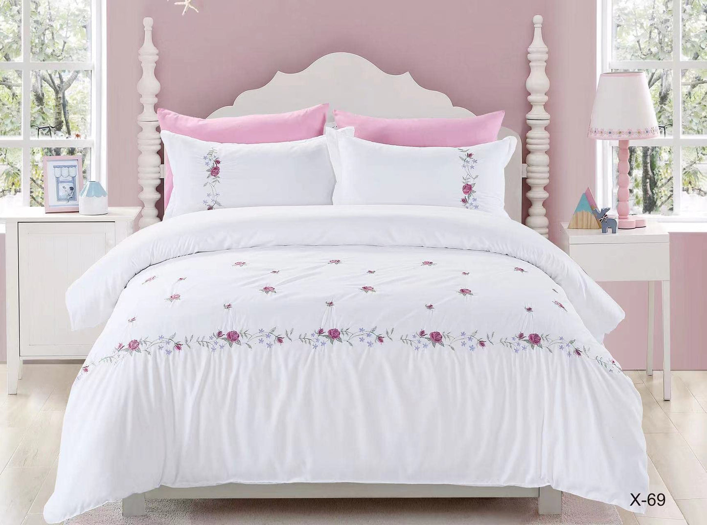 MMM King Size Bedsheet 6pcs One Set, High Cotton Quality Bedding Set Duvet Cover (Multicolor 58)