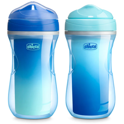 Chicco Insulated Rim Spout Trainer Spill-Free Baby Sippy Cup, 9 oz. in Green/Teal Ombre - Two Pack