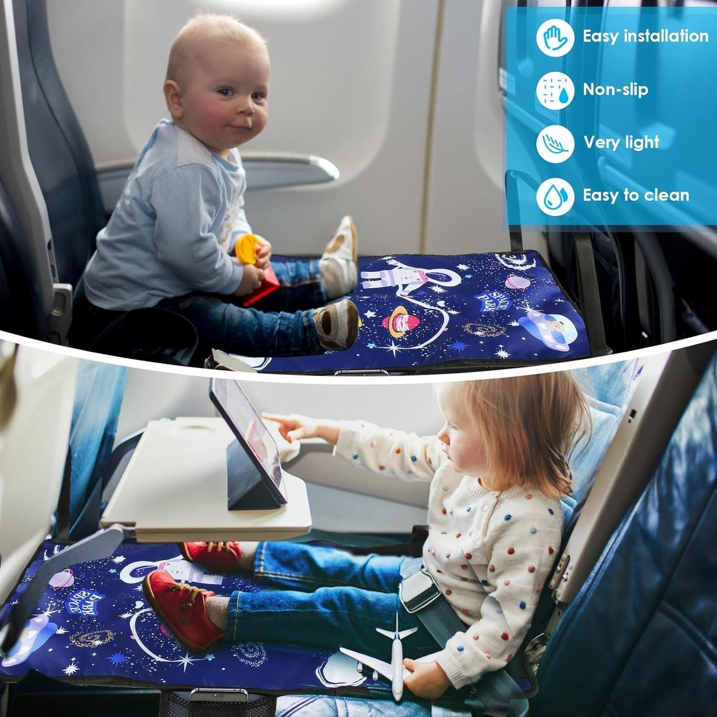 Dovakiss Toddler Airplane Bed, Children Airplane Seat Extender, Children Airplane Footrest, Baby Travel Essentials, Kids Bed Airplane(79 * 44cm)