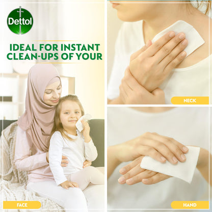 Dettol Fresh Antibacterial Skin Wipes for Use on Hands, Face, Neck etc, Protects Against 100 Illness Causing Germs, Pack of 50 Water Wipes