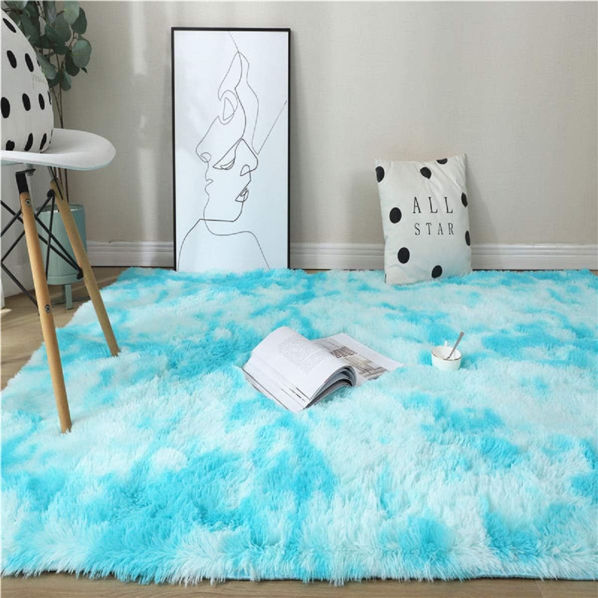 Tinyboy-hbq Area Rugs Shaggy Carpet for Living Room Bedroom Large Fluffy Carpet Modern Non-Slip Mat Multisize Rug Indoor Home Decor (Gray White, 80 x 120 cm)