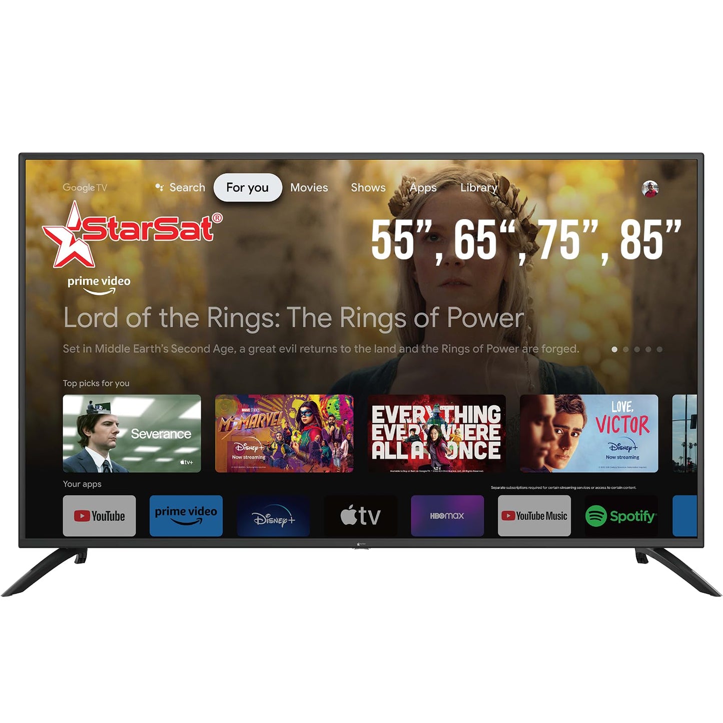 StarSat 55'' UHD Google TV: Dolby Audio, 55-Inch Brilliance, Google Assistant, Multiscreen, Pre-Installed Apps, HDR, Dual-Band Wi-Fi, Seamless Navigation