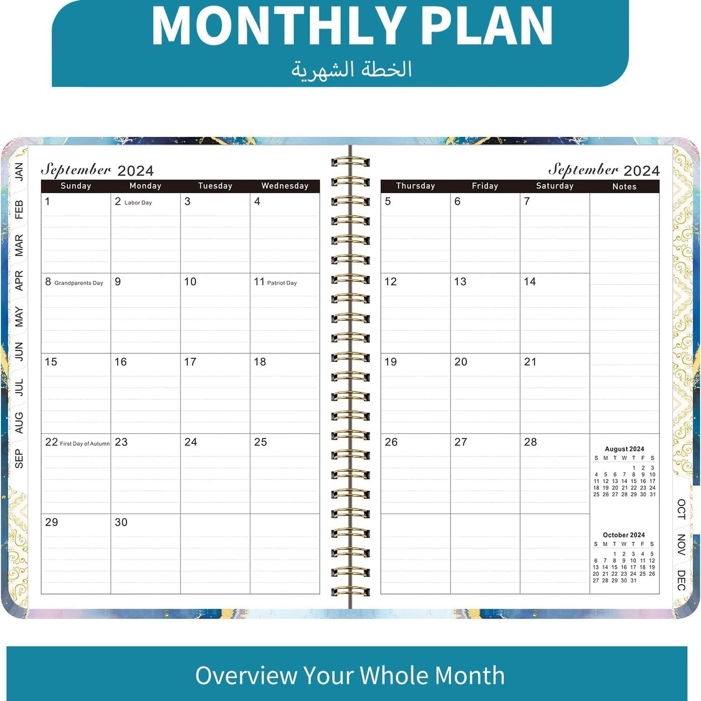 KSNOW 2024 Weekly and Monthly Planner, Runs from January 2024 to December 2024, Life Planner to Hit Your Goals & Live Happier, 12 Months Yearly Agenda Productivity for Women & Men, A5 (Blue)