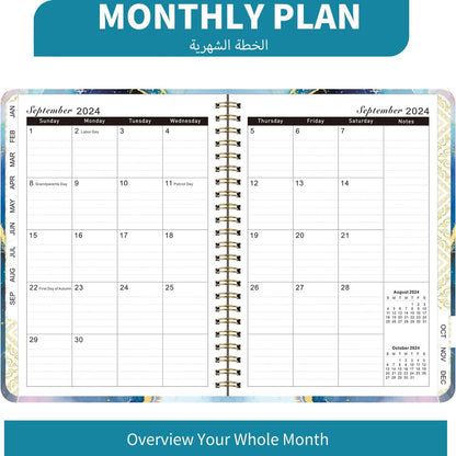 KSNOW 2024 Weekly and Monthly Planner, Runs from January 2024 to December 2024, Life Planner to Hit Your Goals & Live Happier, 12 Months Yearly Agenda Productivity for Women & Men, A5 (Blue)