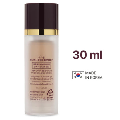 TERRAZEN Korean Face Makeup Foundation Cream 30ml Light Beige for Fair to Light Skin - Beauty Liquid Full Coverage Long Lasting Base with Natural Matte Finish Weightless