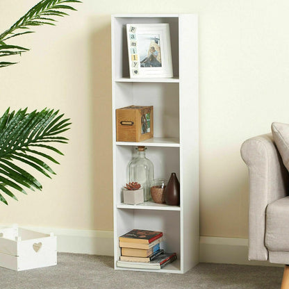 URBNLIVING Tier Wooden Bookcase Shelving Display Storage Shelf Unit Wood Shelves (White, 4 Shelf)