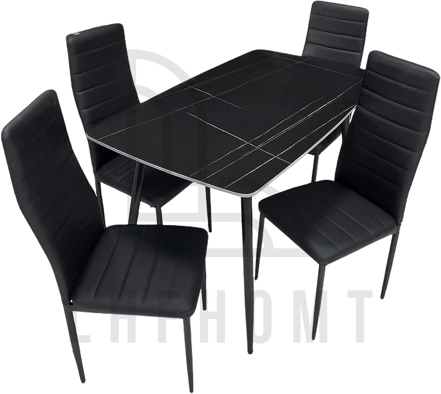 LHFHOMT - 5-Pieces Dining Sets, 1 Piece Rectangular Table With 1+4 Seater Modern Design Furniture for Home, Dining Room, Cafeteria (Black, L120,W70,H75CM)