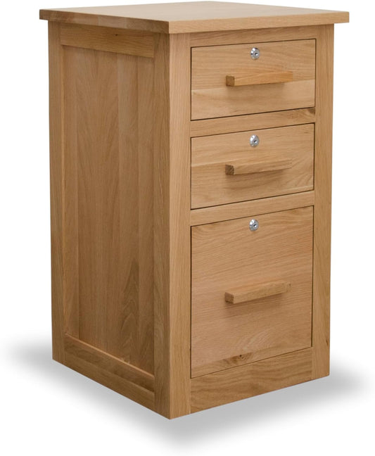 Ramece Arden Solid Oak Filing Cabinet - Home Office Furniture - Solid Wood Lockable Storage Drawers For Suspension Files - Fully Assembled - 77 x 46 x 45 cm