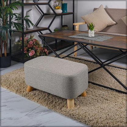 YAHOME Soft Rectangular Ottoman Footrest Stool, Shoe Change Stand Pouf Footstool Ottoman with Non-Skid Wooden Legs for Living Room Bedroom, Kids Room with Padded Seat (Grey)