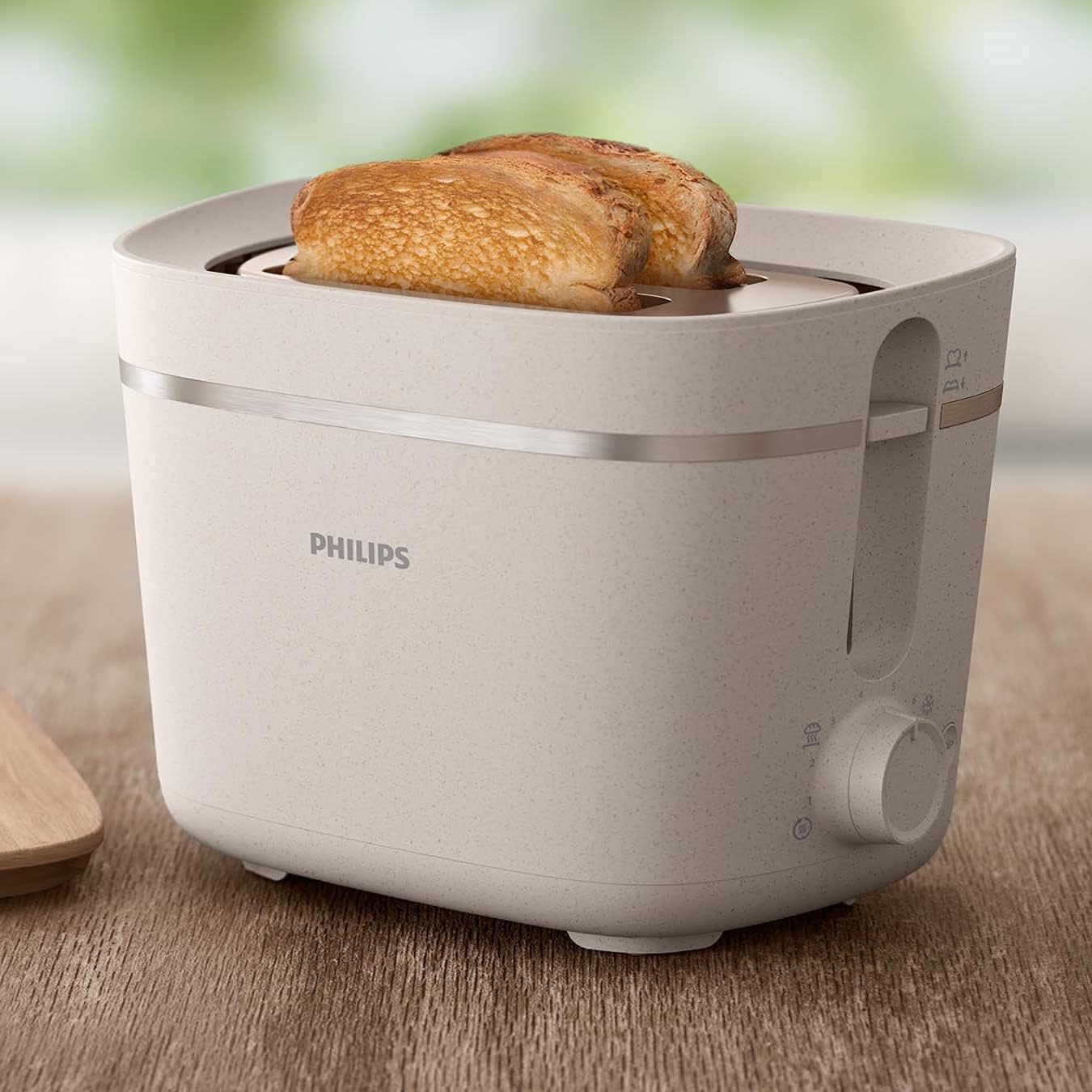 Philips Eco Conscious Edition Toaster 5000 Series, 100% Bio-based plastics*, 8 Browning Settings, 2 Slot Compact Design, 830W Power, Silk White Matt Finish, HD2640/11