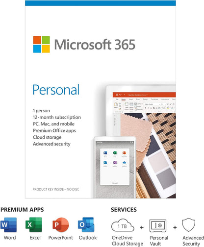 Microsoft 365 Personal | Office 365 apps | 1 user | 1 year subscription | PC/Mac, Tablet and phone | multilingual | box - CaveHubs