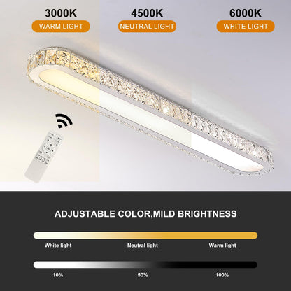 Ganeed 27.6" LED Ceiling Light, Full Spectrum Linear Ceiling Lamps, 6500K Cool White Modern Ultra Thin Low Profile Light Fixture for Office Living Room Bedroom Kitchen Study Room Hallway, White/36W