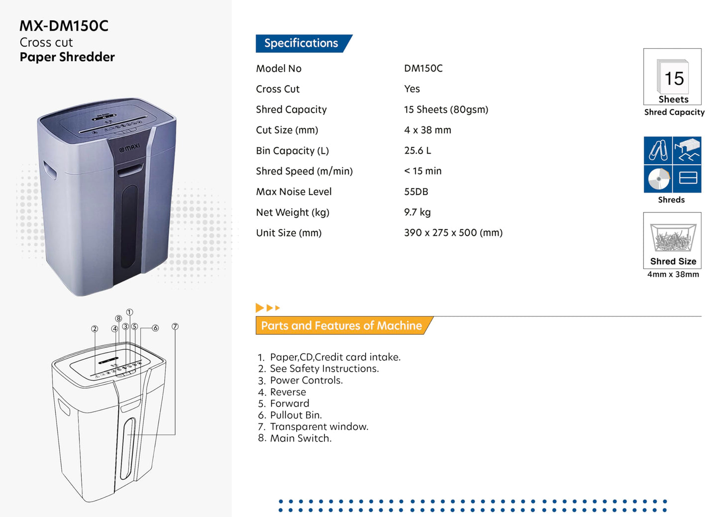 MAXI CROSS CUT SHREDDER 060C 6 SHEETS