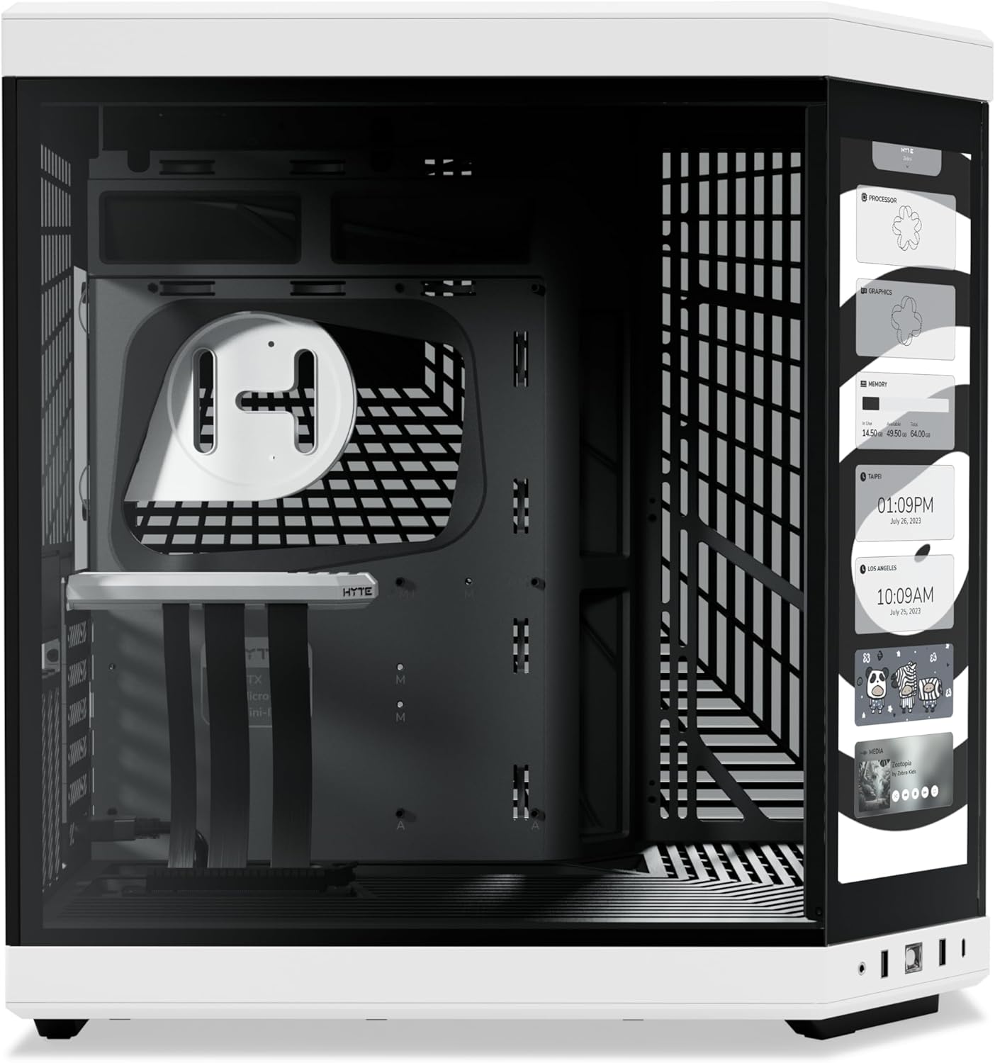 HYTE Y70 Touch Dual Chamber ATX Mid Tower Modern Aesthetic Case with Integrated 4K LCD Touchscreen - Black