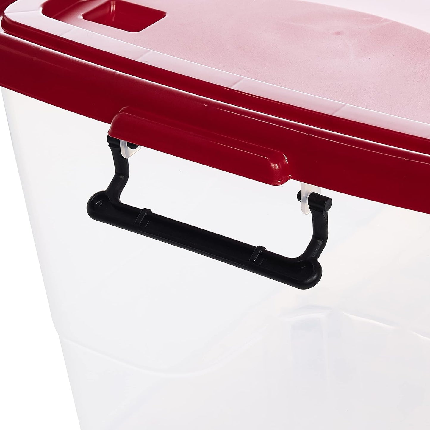 Cosmoplast 55L Clear Plastic Storage Box with Wheels & Lockable Lid Set of 6