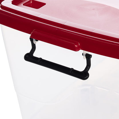 Cosmoplast 55L Clear Plastic Storage Box with Wheels & Lockable Lid Set of 6