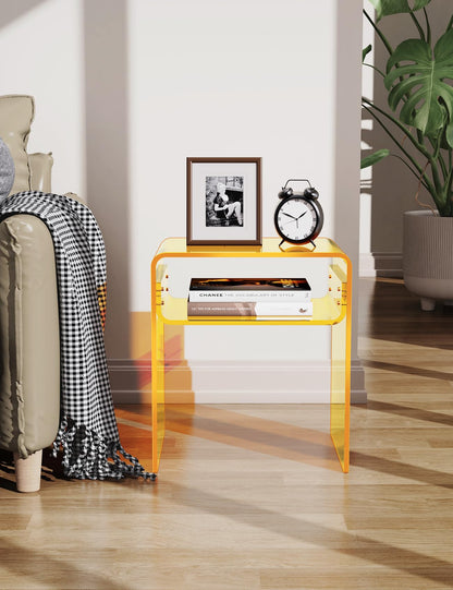 solaround Acrylic Side Table, Nightstand U-Shaped Bedside Table for Bedroom Living Room, 30 * 40 * 50cm, Clear