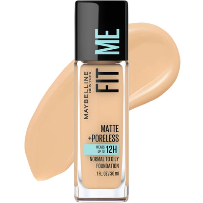 Maybelline Fit Me Matte + Poreless Liquid Oil-Free Foundation Makeup, Soft Tan, 1 Count (Packaging May Vary)