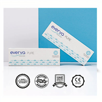 Everva Pure - Daily Disposable Pack Clear Contact Lenses - Prescreibed contact lens - one day contact lenses Pack of 30