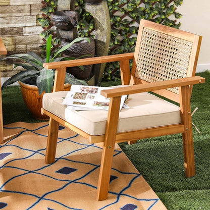 Danube Home Havana 4-Seater Outdoor Sofa Set | Wooden Frame Garden Furniture I Modern Design Lounge Sofa Sets | 4 Pieces Outdoor Seating Table And Chairs Set For Patio Balcony Lawn Yard - Brown