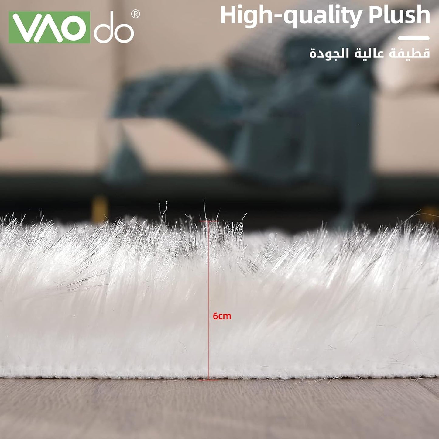 VAODO Irregular Faux Fur Rug, 120 * 60cm Ultra Soft Area Rug, Fluffy Sheepskin Fur Rug, Machine Washable Shag Rug, Nursery Throw Rugs, for Bedroom Floor Sofa Living Room, Gray