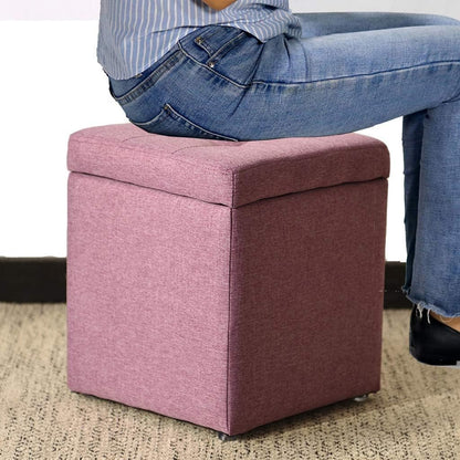 LINGWEI Ottoman Stoage Stool Storage Box Storage Ottoman Bench Shoe Change Stool Great Toy Storage Box with Lid Storage Ottoman Cube Footrest Step Stool Padded Seat For Home Living room (Blue)