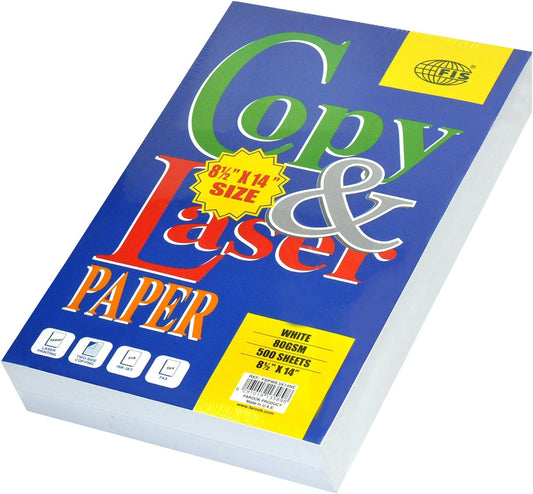 FIS Copy & Laser Photocopy Paper, 500 Sheets, White, 80 gsm, 8.5 x 14 Inch Size - FSPW8.5X14NE