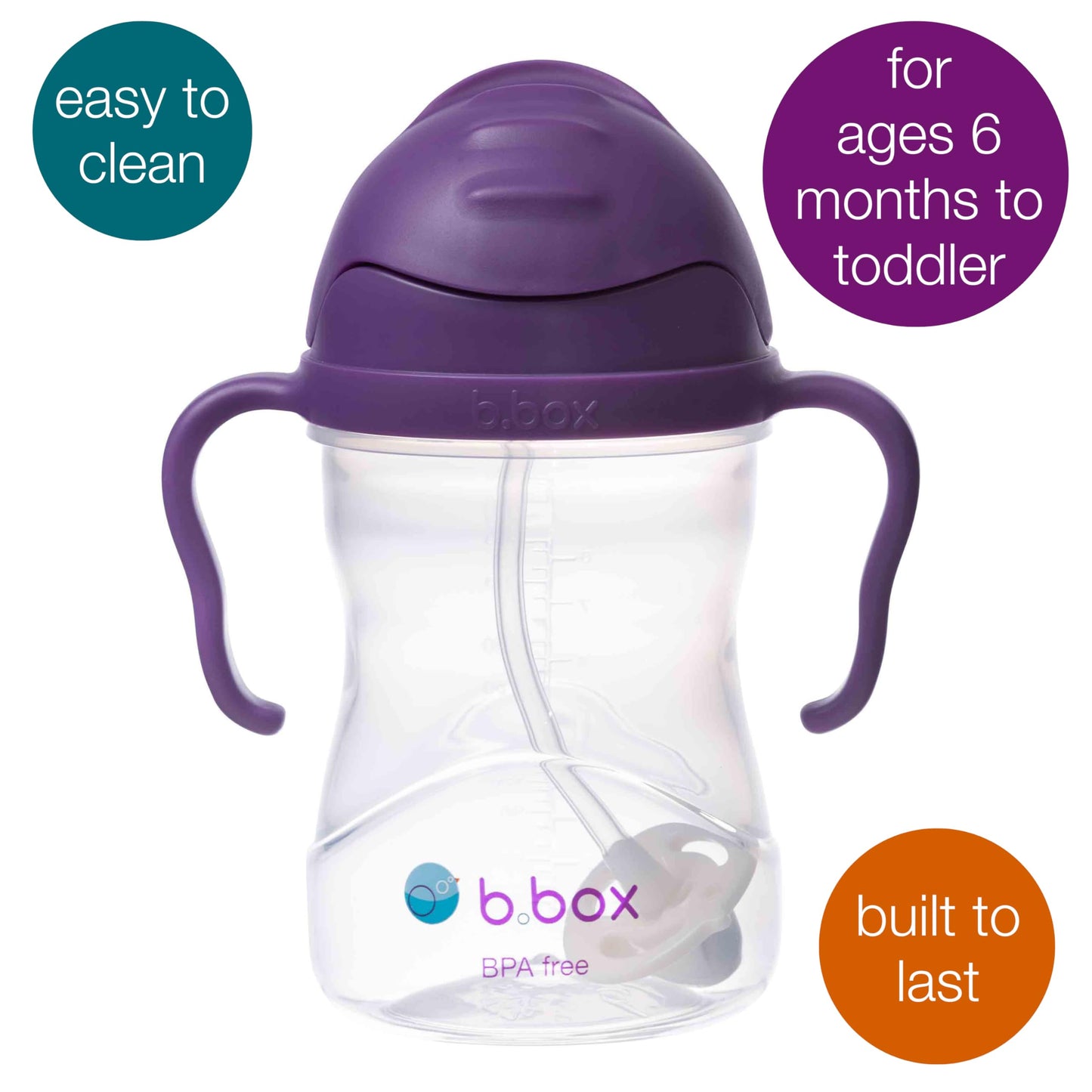 b.box Sippy Cup with Fliptop Weighted Straw, Drink from Any Angle | Spill Proof, Leak Proof & Easy Grip | BPA Free & Dishwasher Safe | Babies & Toddlers (Cherry Blossom 240ml)