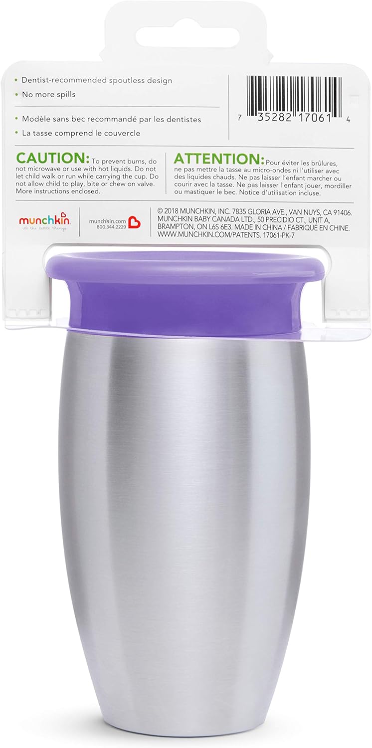 Munchkin Miracle Stainless Steel 360 Sippy Cup, Blue, 10 Ounce