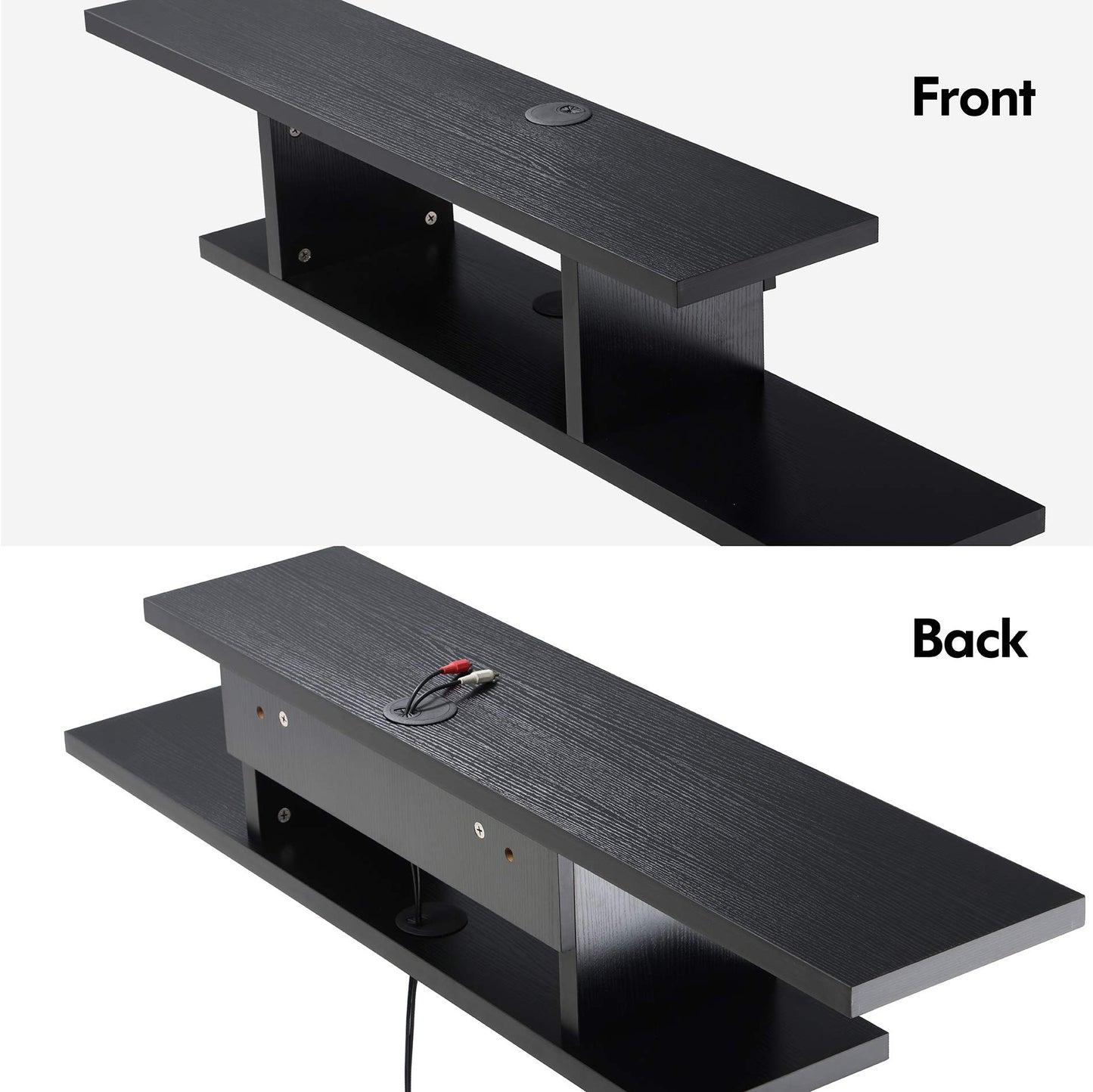 FITUEYES Floating TV Cabinet Stand Wall Mounted AV Media Console Shelf, Modern & Save Spacing Black DS211801WB