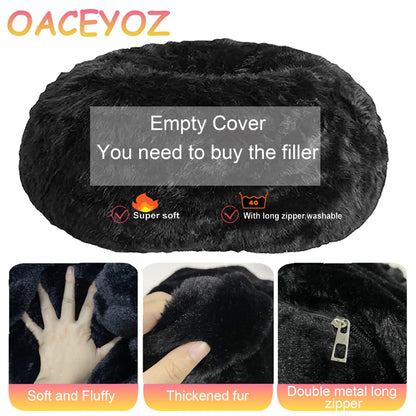 OACEVOZ Giant, Soft Fluffy Fur Bean Bag Chair Cover for Adults (Cover ONLY, NO Filler) 7ft Black Big Bean Bag Bed Oversized Lazy Bean Bag Couch